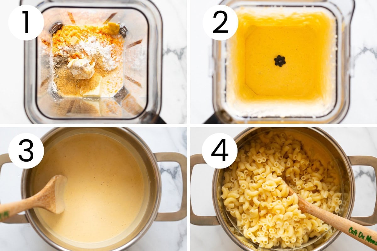 Step by step process of how to make mac and cheese with cottage cheese.