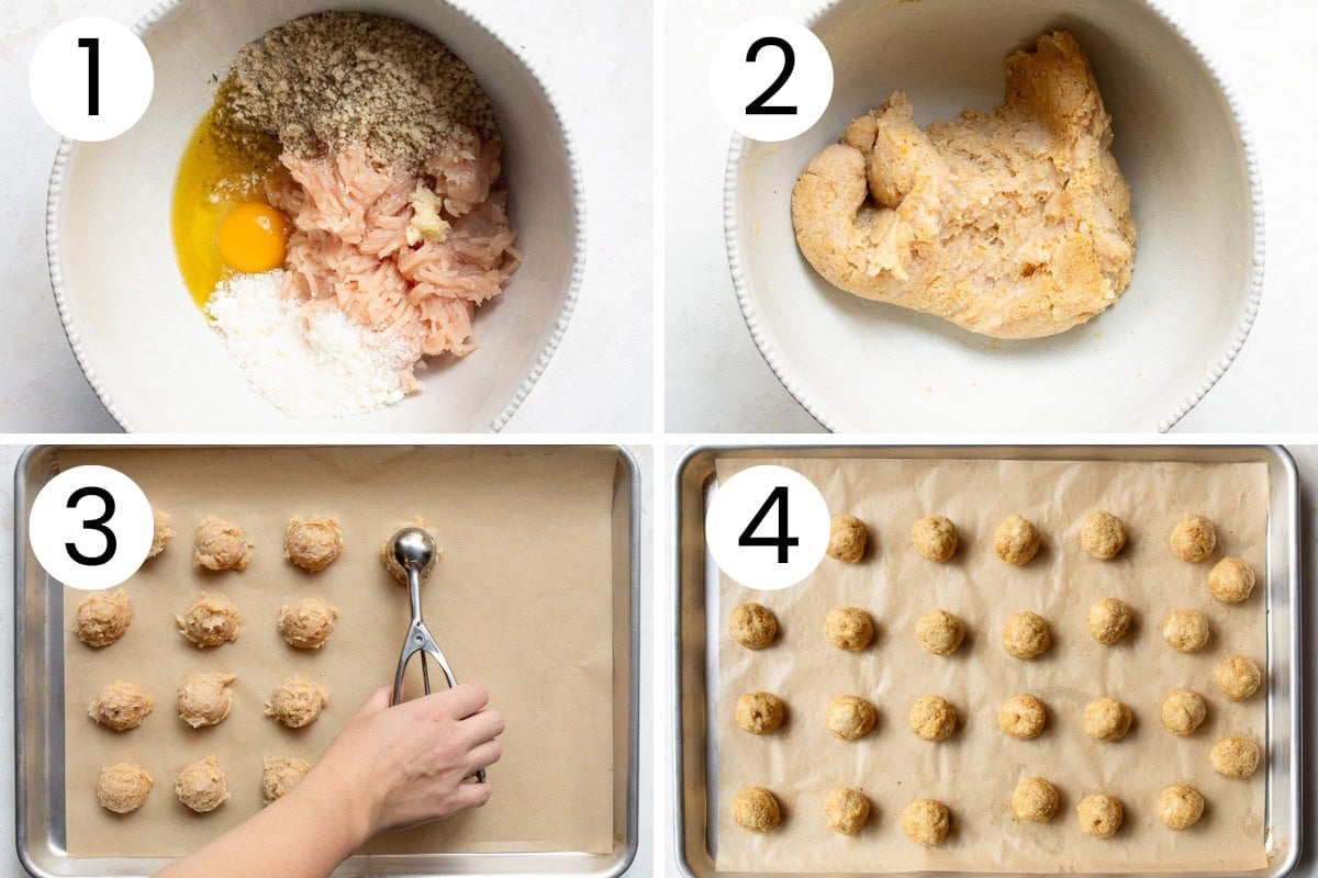 Step by step process how to make chicken meatballs.