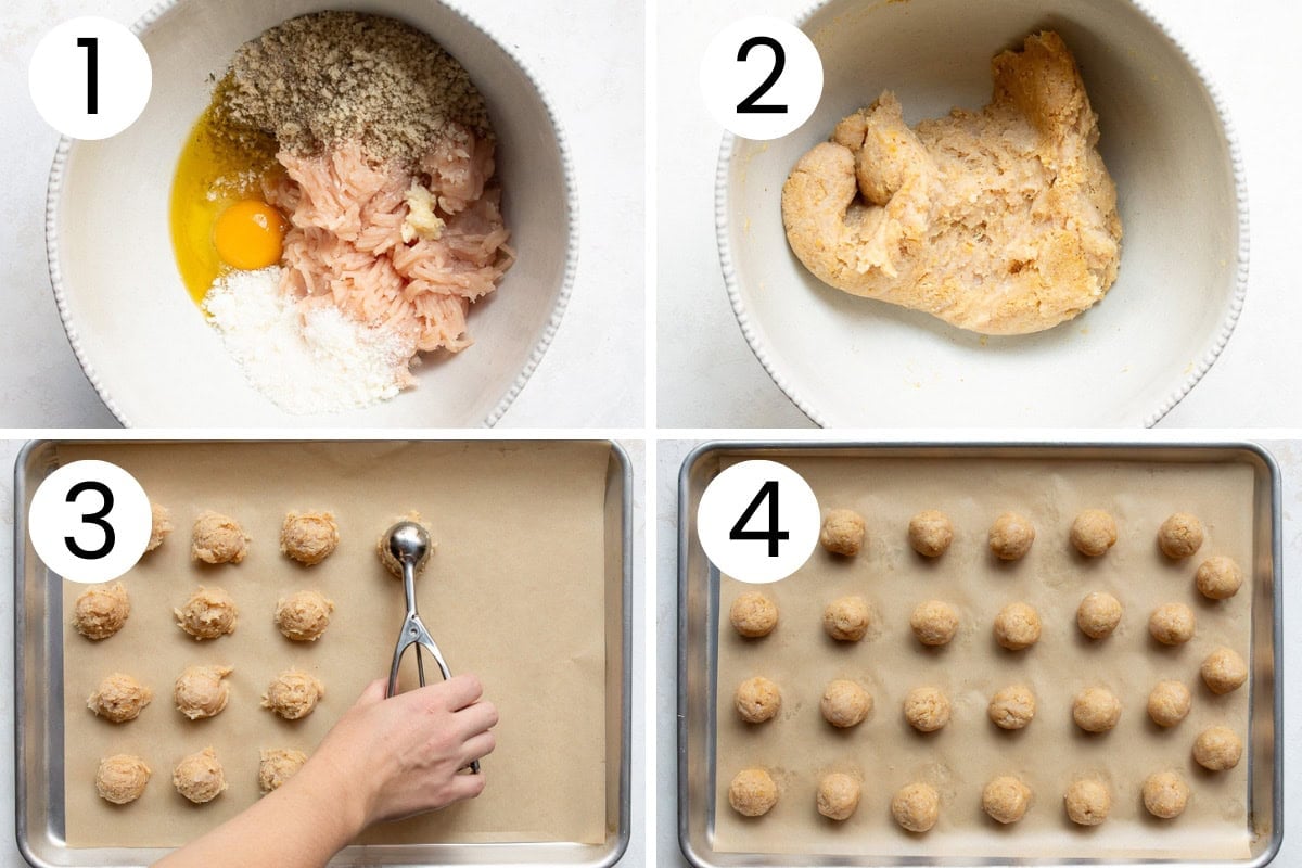 Step by step process how to make chicken meatballs.