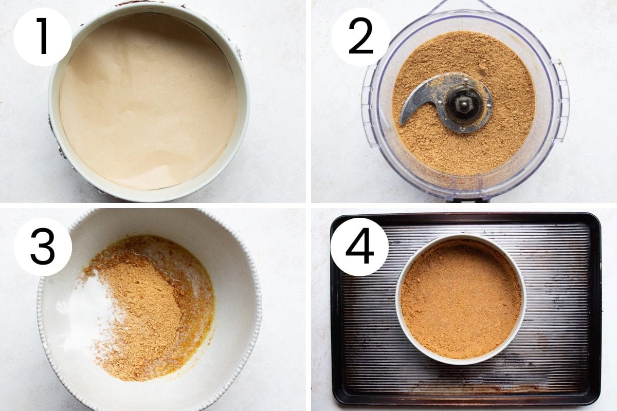 Step by step process how to make cheesecake crust.