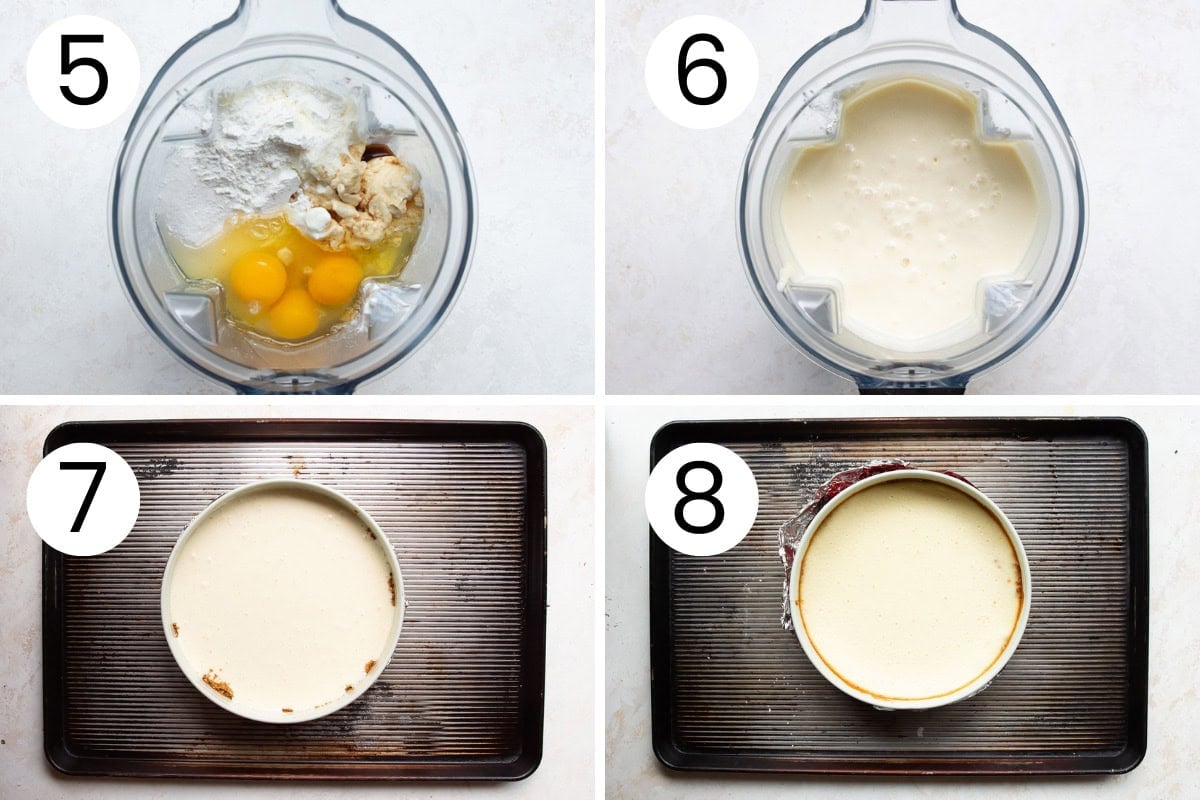 Step by step process how to make cottage cheese cheesecake filling and bake it.