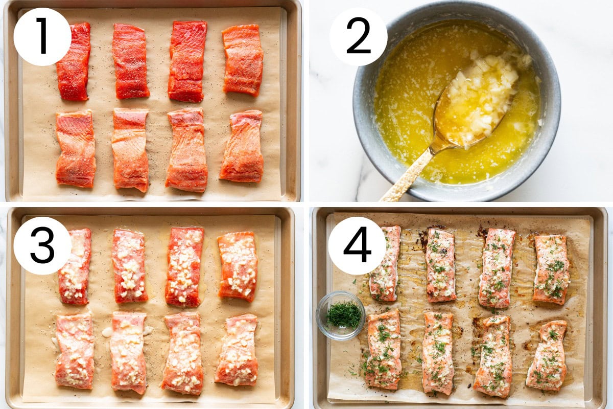 Step by step process how to bake salmon in the oven.