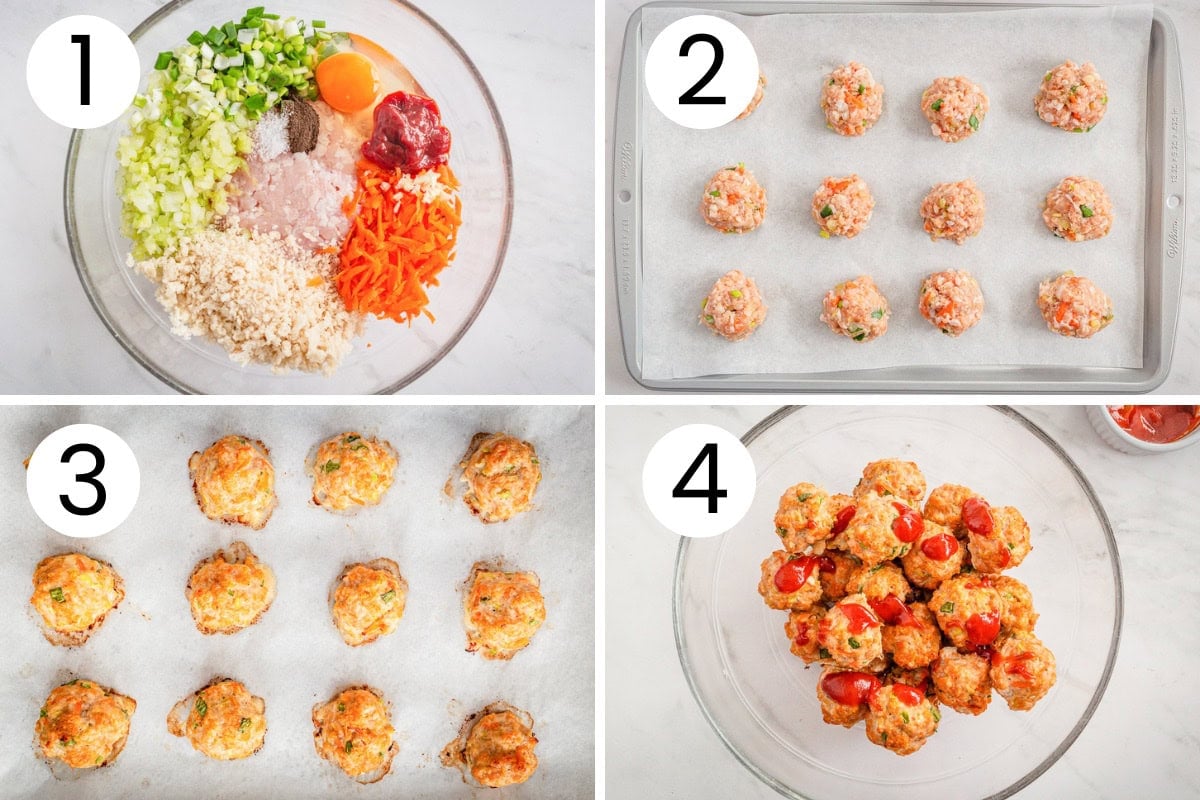 How to make buffalo chicken meatballs step by step.