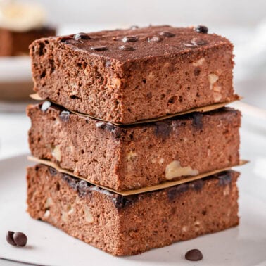 A stack of protein brownies.