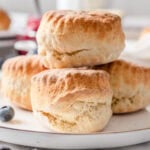Greek yogurt biscuits on a plate.