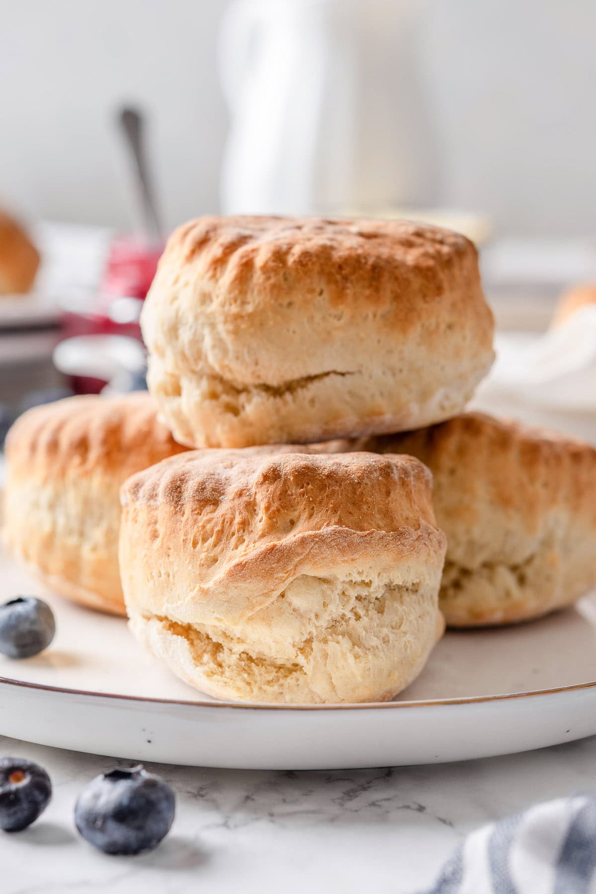 Greek yogurt biscuits on a plate.