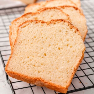 2 ingredient bread slices on a wire rack.