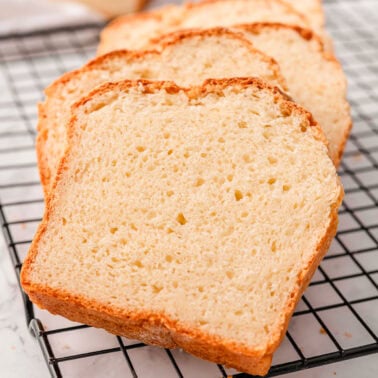 2 ingredient bread slices on a wire rack.