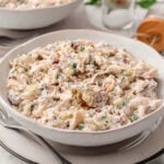 Cottage cheese chicken salad in a bowl.
