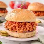 Turkey sloppy joes on a plate.