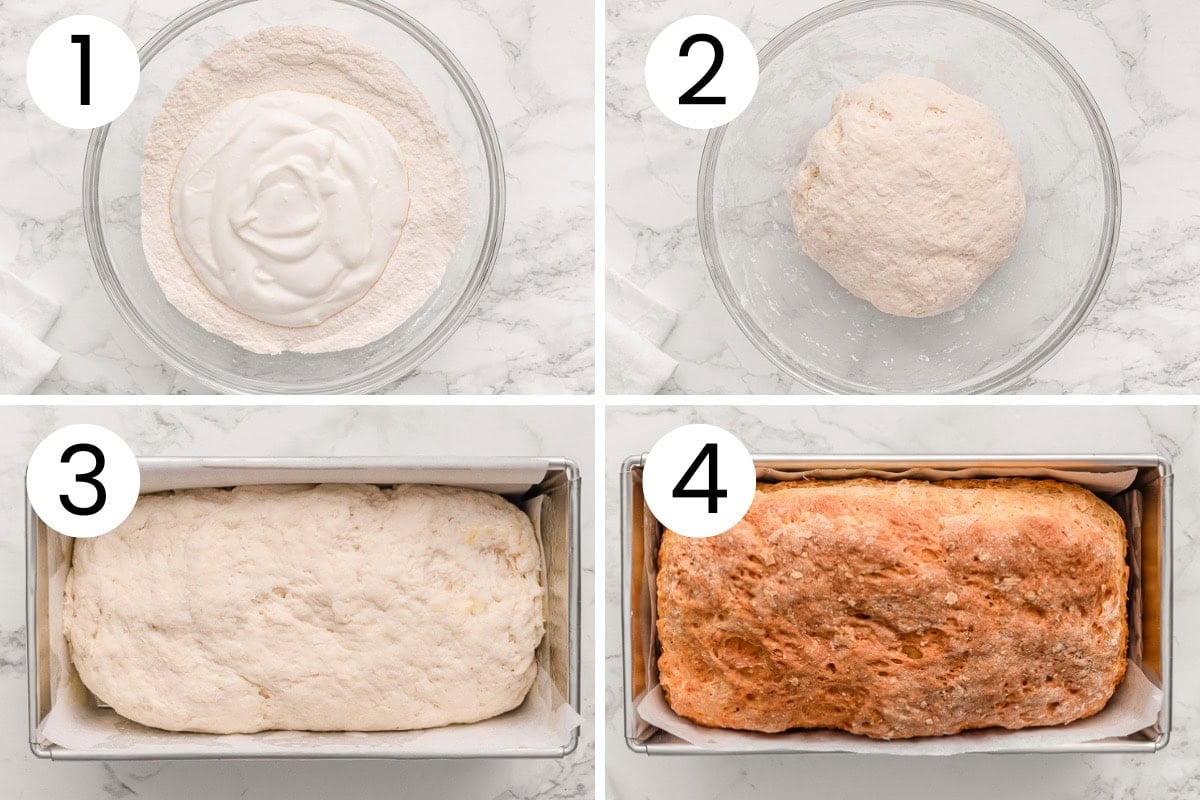 Step by step process how to make 2 ingredient bread.