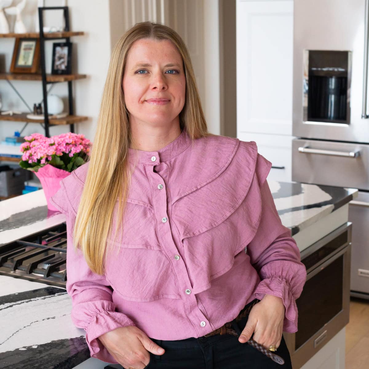 Olena in her kitchen.