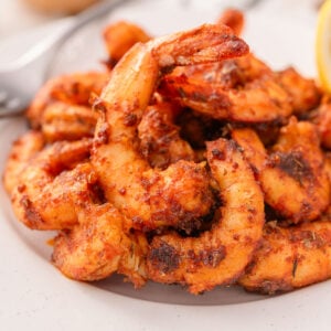Cajun shrimp on a plate.