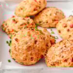 Protein breakfast biscuits on a platter.