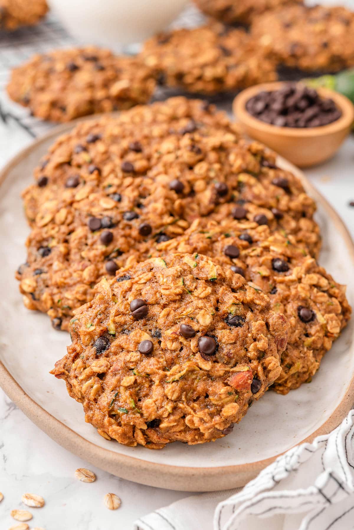 Healthy zucchini cookies on a platter.