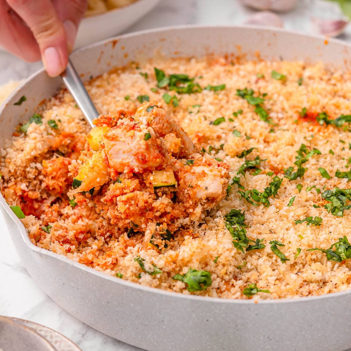 Chicken Parmesan Zucchini Skillet