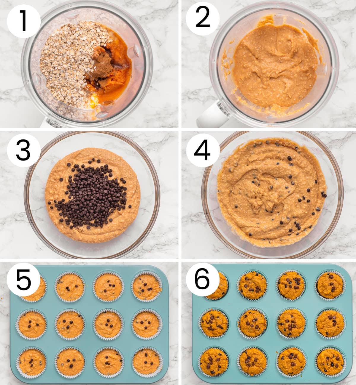 Step by step process how to make sweet potato muffins.