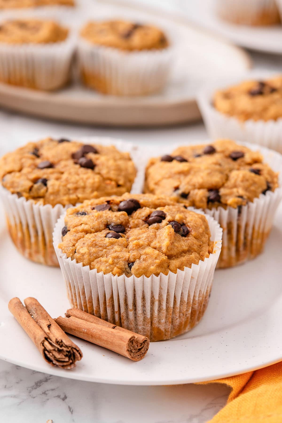 Side view of sweet potato muffins.