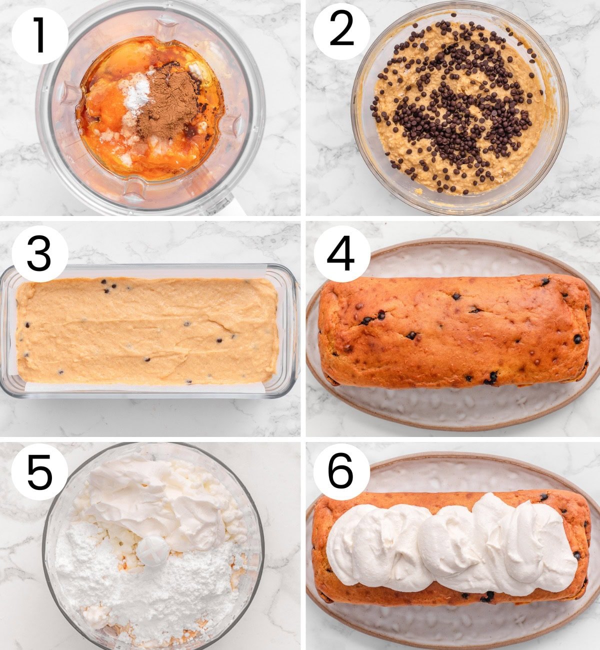 Step by step process how to make cottage cheese pumpkin bread.