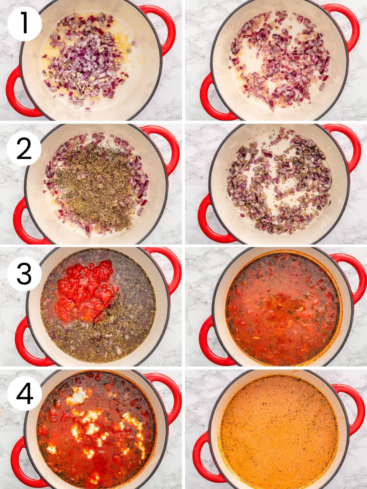 Step by step process how to make cottage cheese tomato soup.