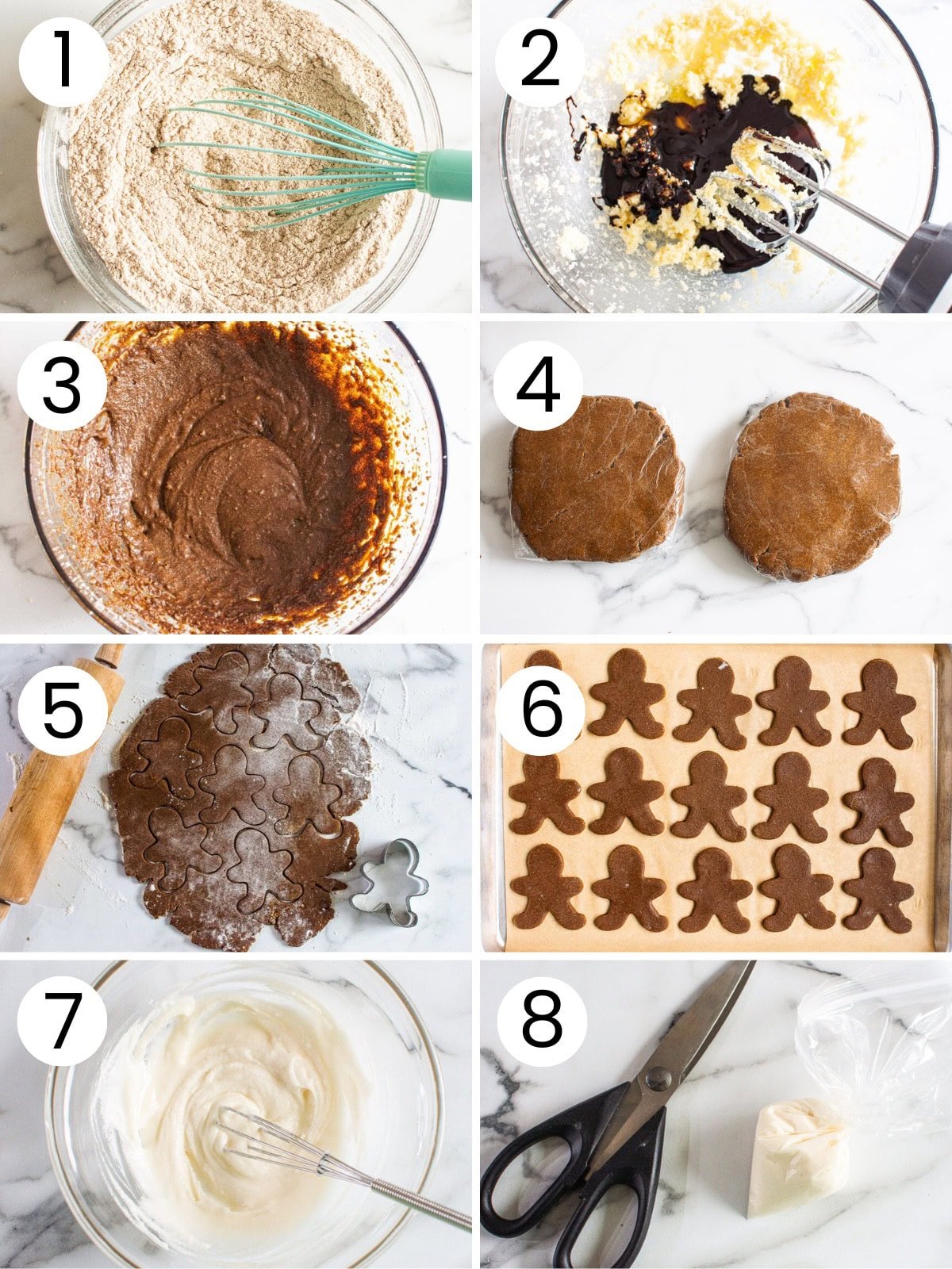 Step by step process how to make healthy gingerbread cookies.