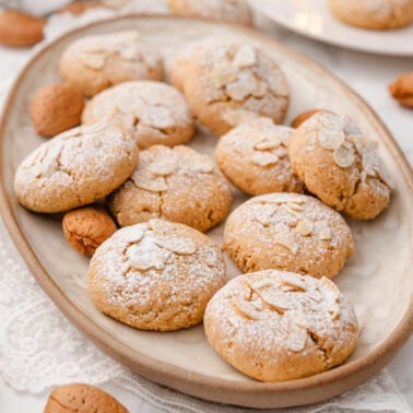 Almond cookies on a platter.