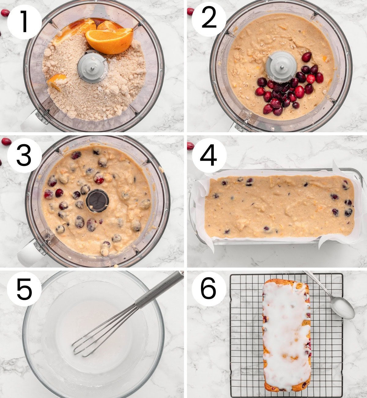 Step by step process how to make cranberry orange bread.