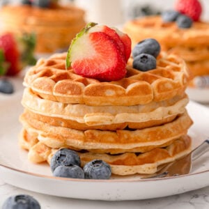 Greek yogurt waffles with berries.