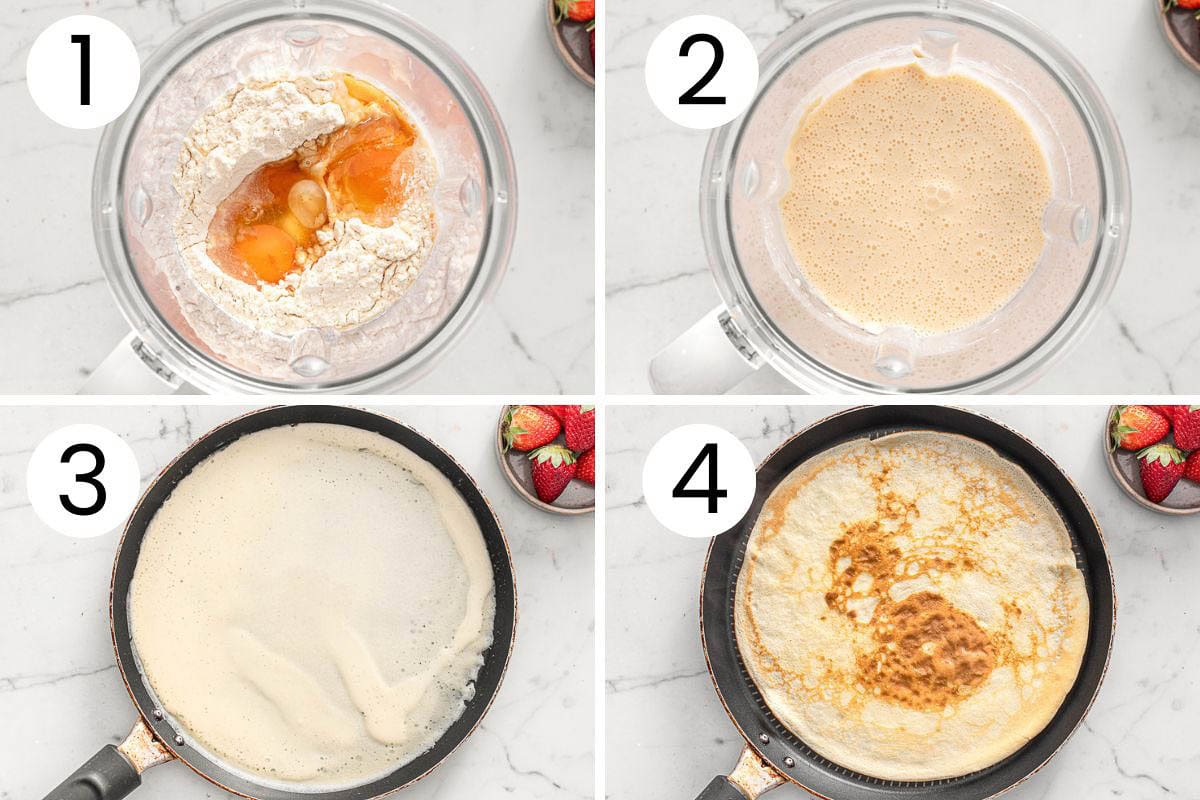 Step by step process how to make cottage cheese crepes.