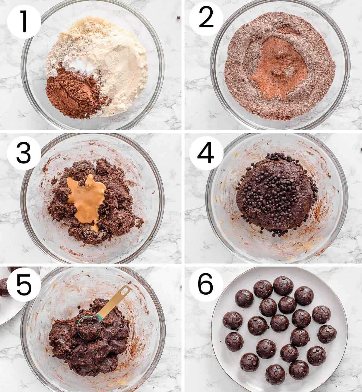 Step by step process how to make chocolate protein balls.