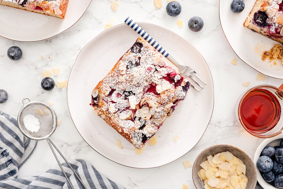 A slice of high protein breakfast casserole on a plate.